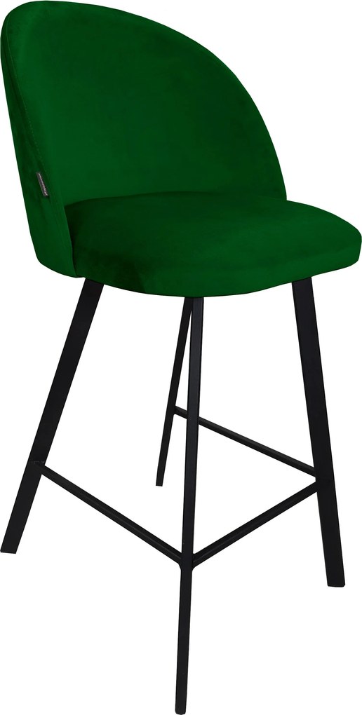 Hoker Colin krzesło barowe tkanina Welur podstawa metalowa : Kolor nogi - Czarna profil, Kolor tkaniny - VELVET - MG25, Typ siedziska - Siedzisko stałe