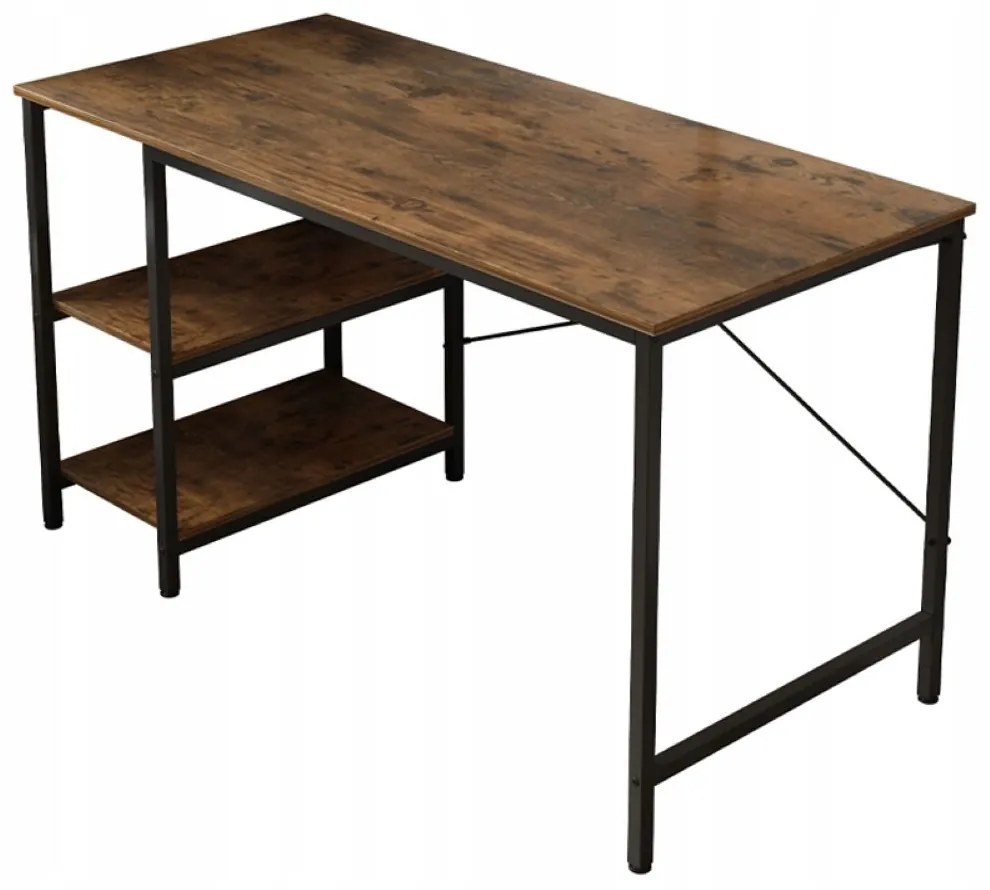 Biurko komputerowe – metalowe, styl gamer, design loftowy/industrialny, 2 półki boczne, 120 cm
