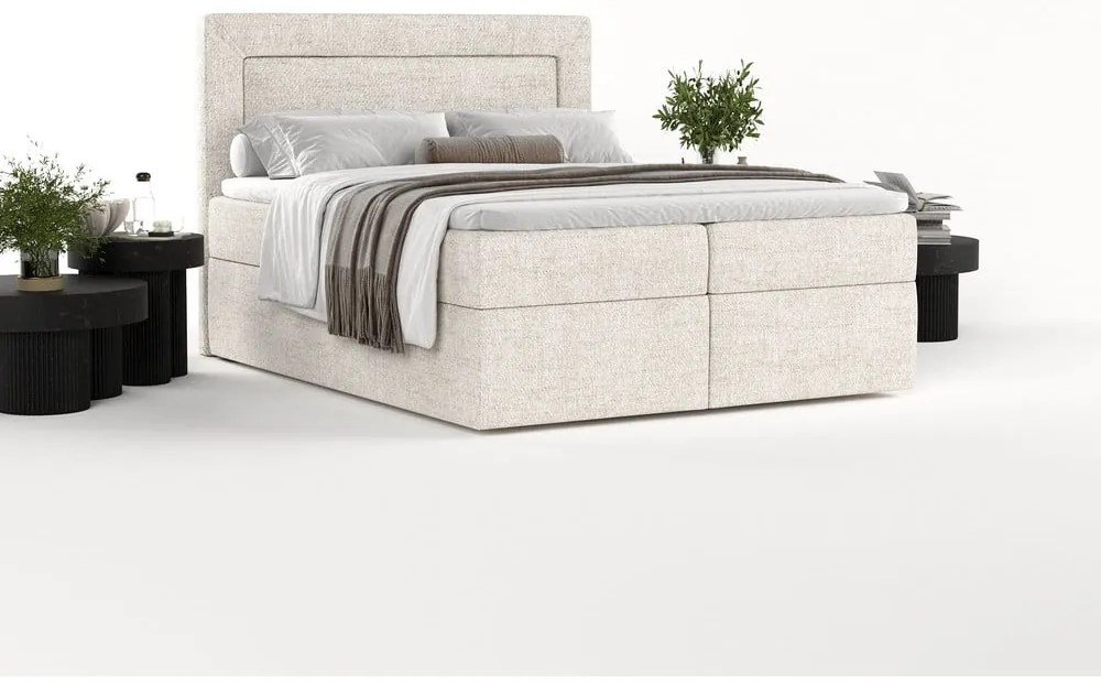 Kremowe łóżko boxspring ze schowkiem 180x200 cm Imagine – Maison de Rêve