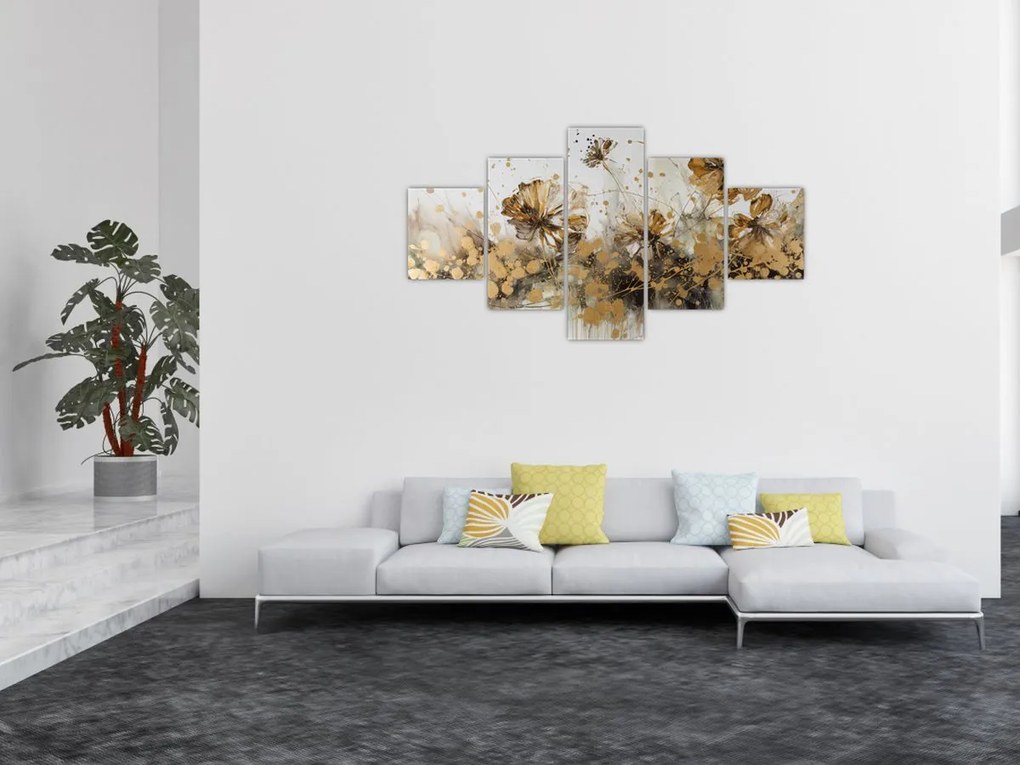 Obraz - Abstrakcyjny kwiatowy obraz (125x70 cm)