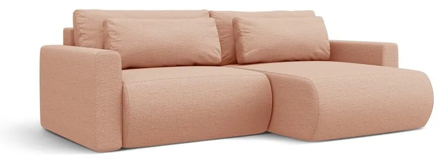 Różowy rozkładany narożnik ze schowkiem Belfast – Cosmopolitan Design
