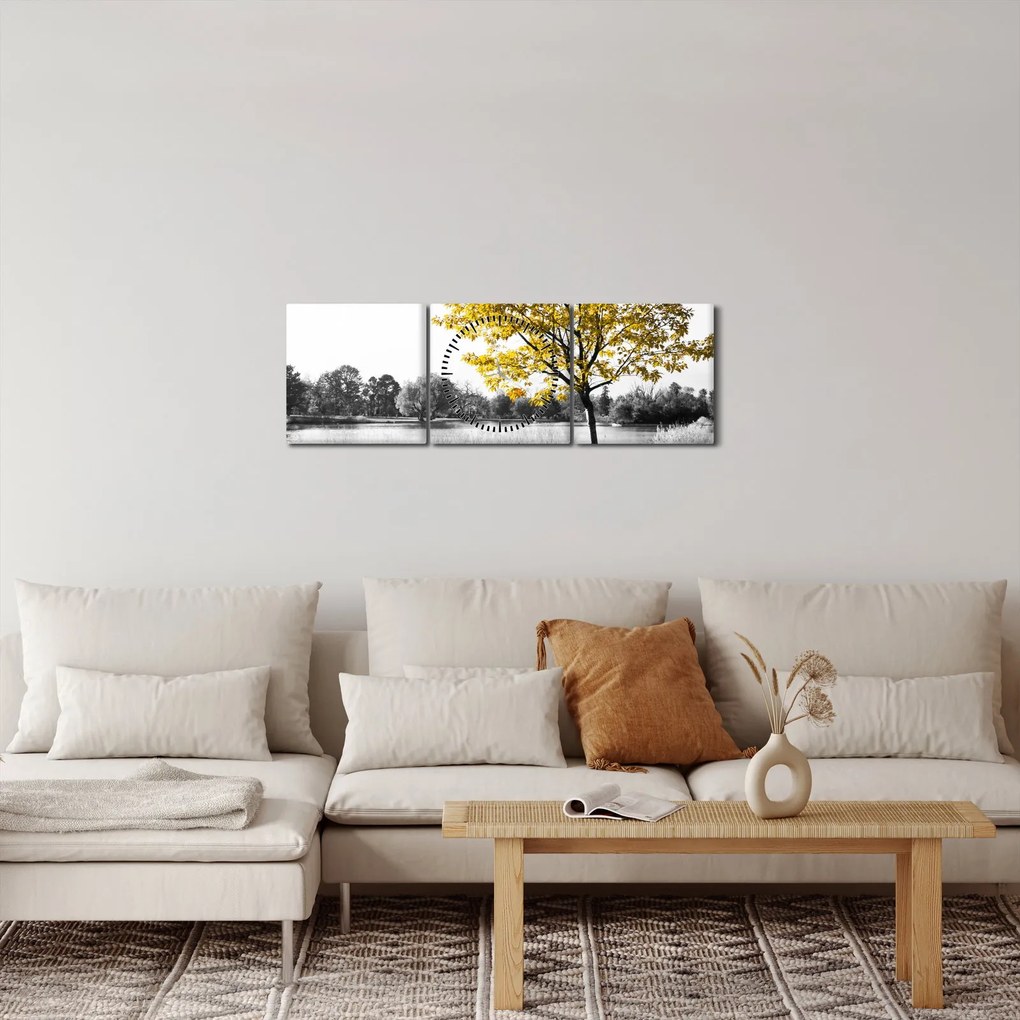Obraz - Odpoczynek w parku (z zegarem) (90x30 cm)