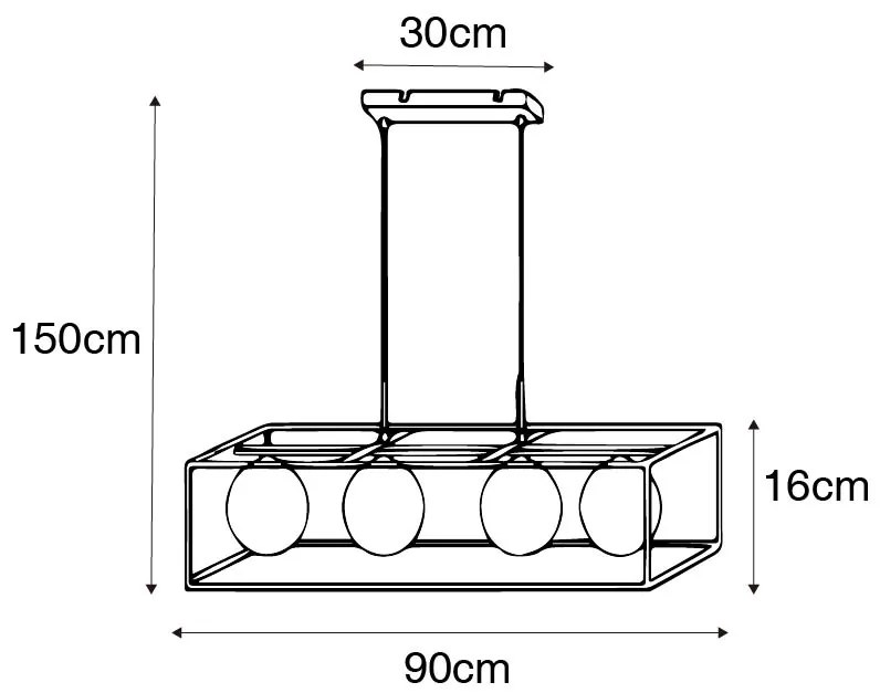 Designerska lampa wisząca złota z białym szkłem 4-światła - Aniek