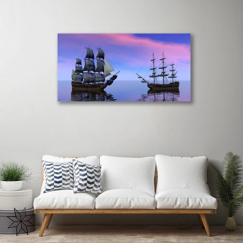 Obraz canvas na ścianę Kolorowe Łodzie na Falach