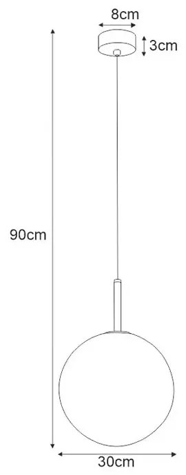 Lampa wisząca ze szklanym kloszem 30 cm - S766 H4-D97