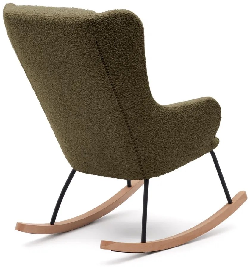 Zielony bujany fotel z materiału bouclé Maustin – Kave Home