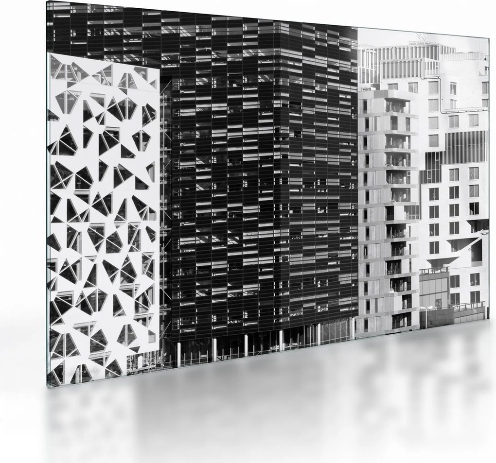 Obraz na szkle architektury czarno-białej (70x50 cm)