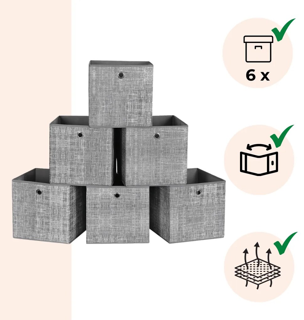 Pudełka do przechowywania GARY 6 szt., 30x30x30cm, szara SongmicsHome