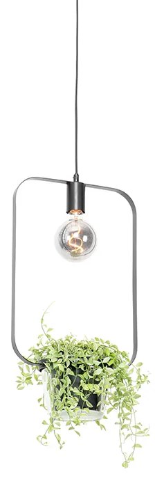 Nowoczesna lampa wisząca czarna ze szklanym prostokątem - Roslini Nowoczesny Oswietlenie wewnetrzne