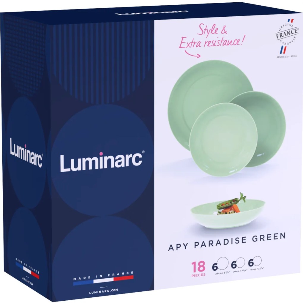 Luminarc 18-częściowy zestaw obiadowy Apy ParadiseGreen
