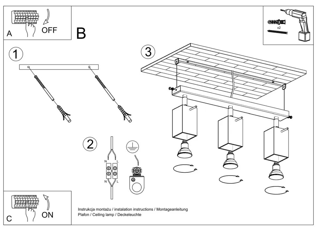 Listwa oświetleniowa MERIDA 3 szary SOLLUX LIGHTING