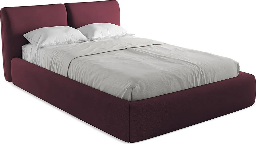 Łóżko 160 x 228 - z tkaniny szenilowej - bordo - HOKU