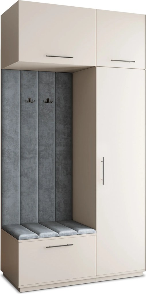 Masseno Garderoba REMA 120/240/60 cm Nowoczesna Szafa do Przedpokoju Kaszmir, MONOLITH 85 (Szary)