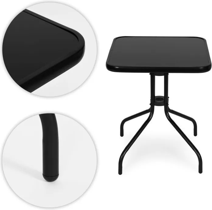 Stolik ogrodowy, balkonowy 60x60 cm Torello 073-1, czarny, kwadratowy