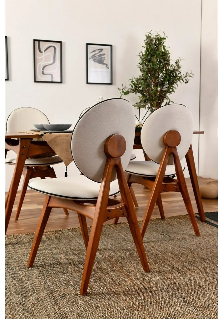 Zestaw krzeseł do jadalni Touch Cream and Walnut, 2 szt.
