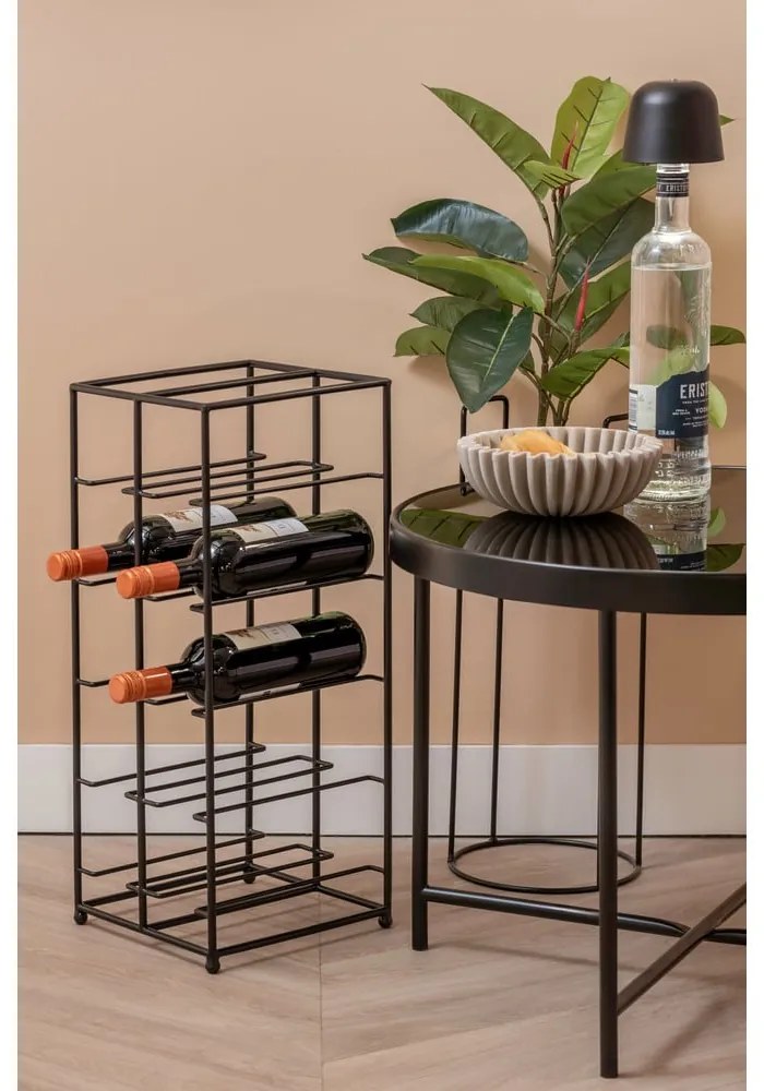 Czarny metalowy regał na wino liczba butelek 10 25x57x22,5 cm Dual Floor – PT LIVING