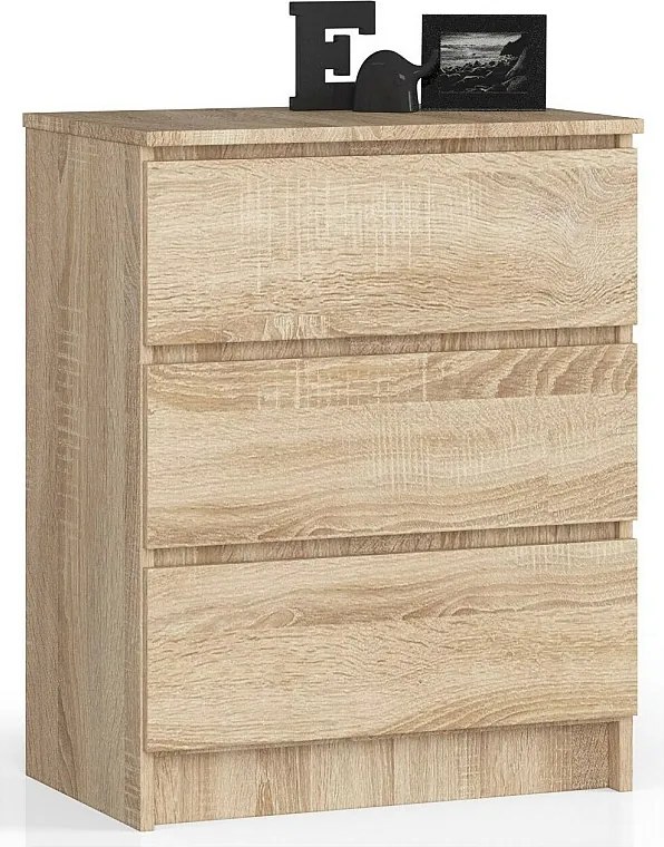 Komoda AKORD K60 Dąb Sonoma 60 cm 3 szuflady kolor Dąb Sonoma mat 60x40x77 cm