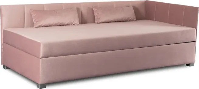 Łóżko Tapczan Młodzieżowe KARO 2 90x200 cm Narożne Różowe