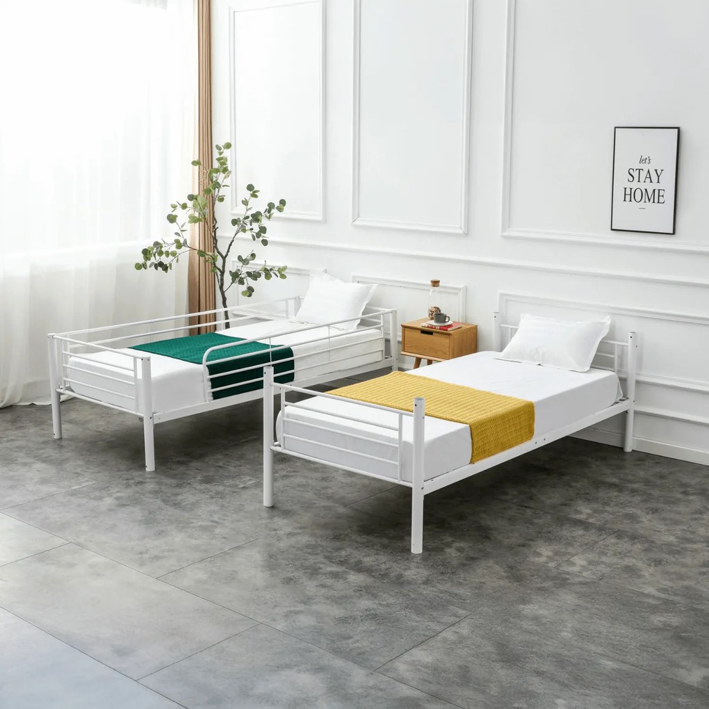 Łóżko Piętrowe Dla Dzieci 90x200 cm RODEZ Metalowe Białe