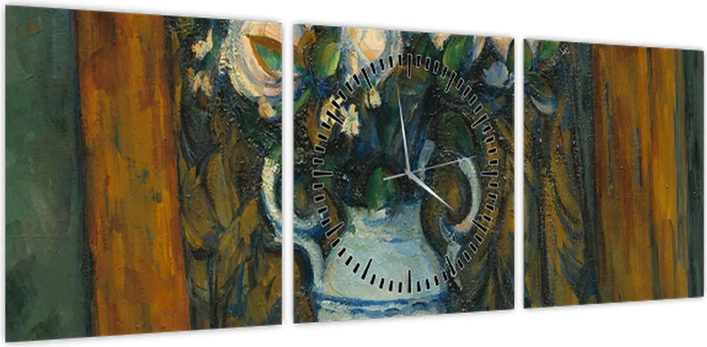 Obraz - Paul Cézanne, Vase of Flowers, reprodukcje (z zegarem) (90x30 cm)