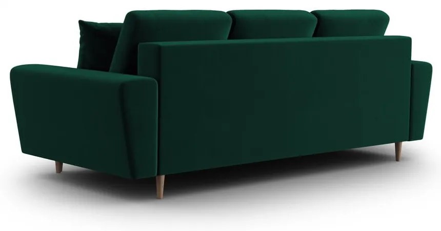 Zielona aksamitna rozkładana/ze schowkiem sofa 235 cm Kyoto – Cosmopolitan Design