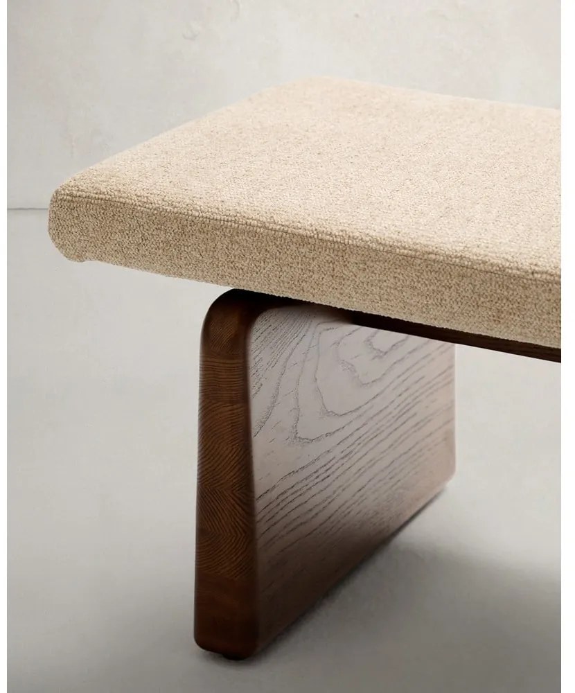 Beżowo-ciemnonaturalna ławka z tkaniny szenilowej Topaz – Kave Home