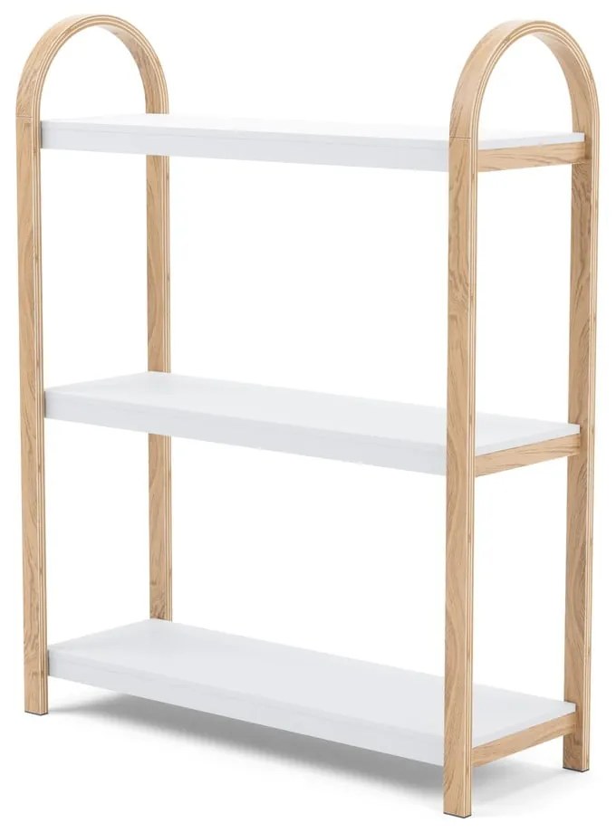 Biały regał w dekorze drewna egzotycznego 72x90 cm Bellwood – Umbra