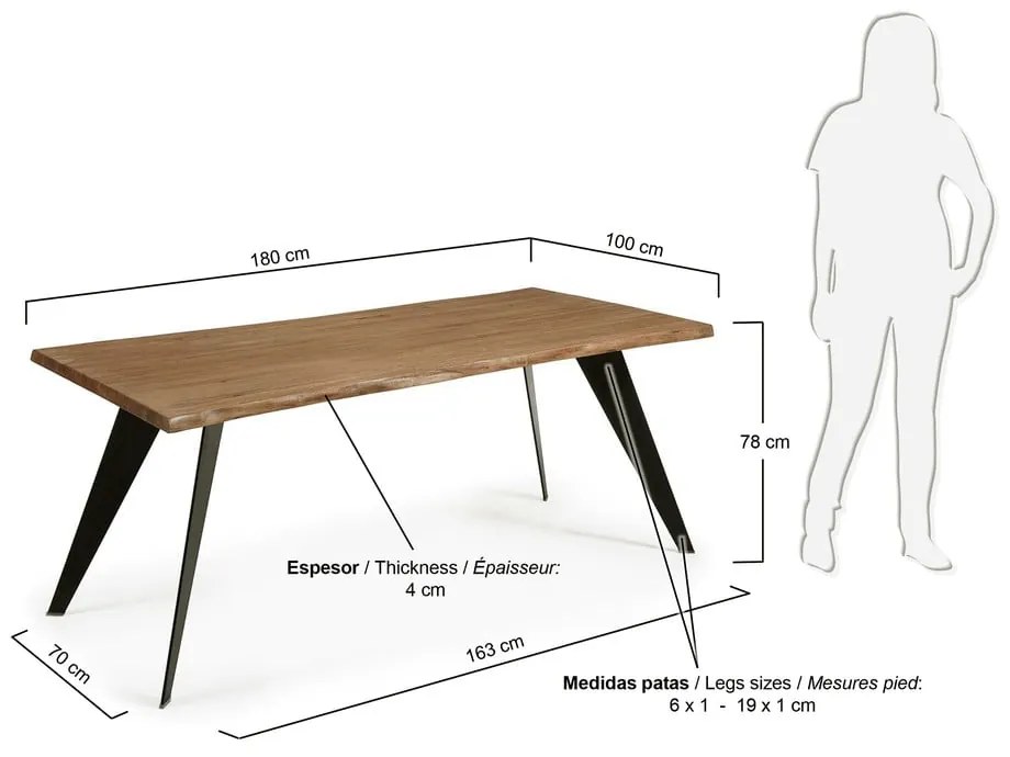 Stół z blatem w dekorze dębu 100x180 cm Koda – Kave Home