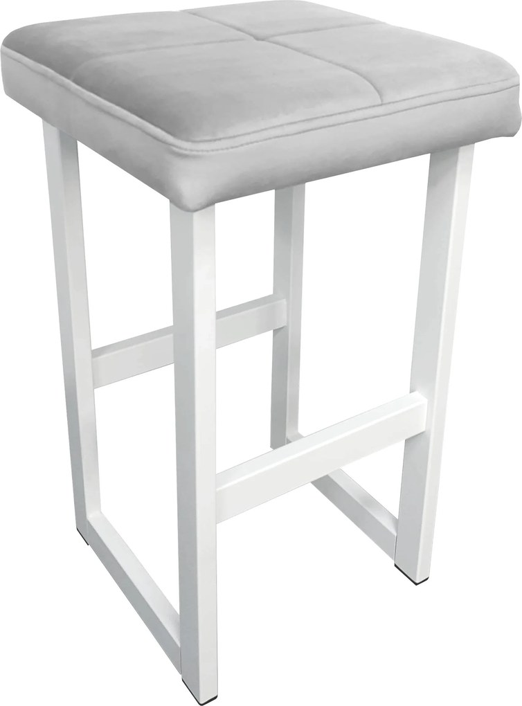 Hoker ALEX krzesło barowe tkanina Welur podstawa metalowa : Kolor Stelaża - Biały, Kolor tkaniny - VELVET - MG39, Wysokość - 75 cm