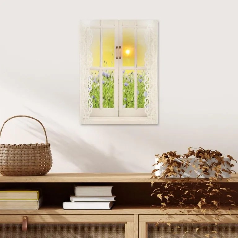 Obraz podświetlany - słońce za oknem, 1 LED, 30 x 40 cm