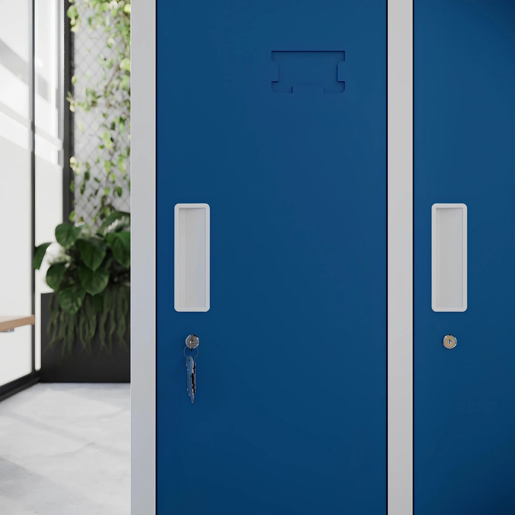 Szafa BHP ubraniowa 10-drzwiowa szaro-niebieska: BARTEK, 1360 x 1720 x 450 mm