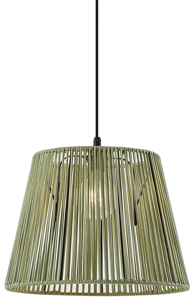 Zewnetrzna Zewnętrzna lampa wisząca czarna z zielonym sznurem IP44 - Cava JaylaJapandi Oswietlenie zewnetrzne