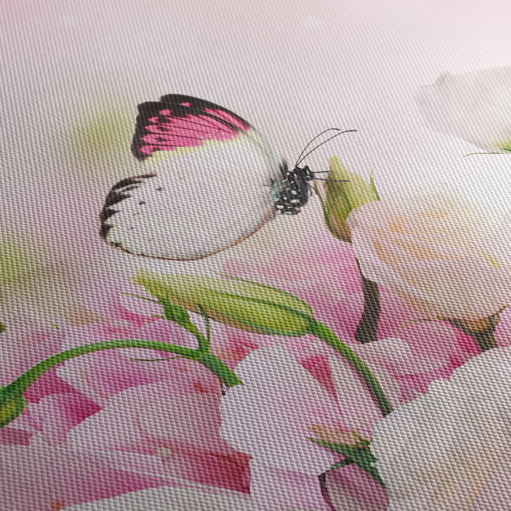 Obraz - Motyl (z zegarem) (90x30 cm)