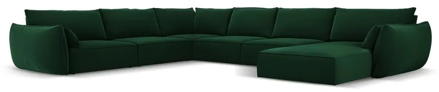 Ciemnozielony aksamitny narożnik (lewostronny/w kształcie litery U) Vanda – Mazzini Sofas
