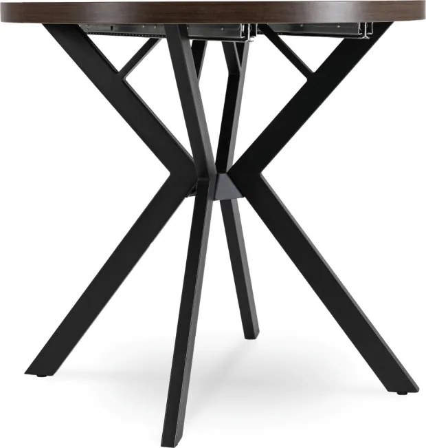 Stół Okrągły Rozkładany DORIAN 80-160 cm Orzech/Czarny Nowoczesny Loft