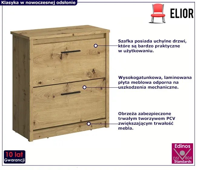 Uchylna szafka na buty dąb artisan - Toreso 23X