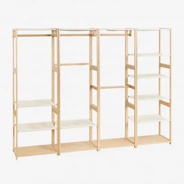 Deneb Bamboo 4-częściowa Otwarta Szafa Modułowa Z Półkami I Wieszakiem Na Ubrania Miel - Sklum