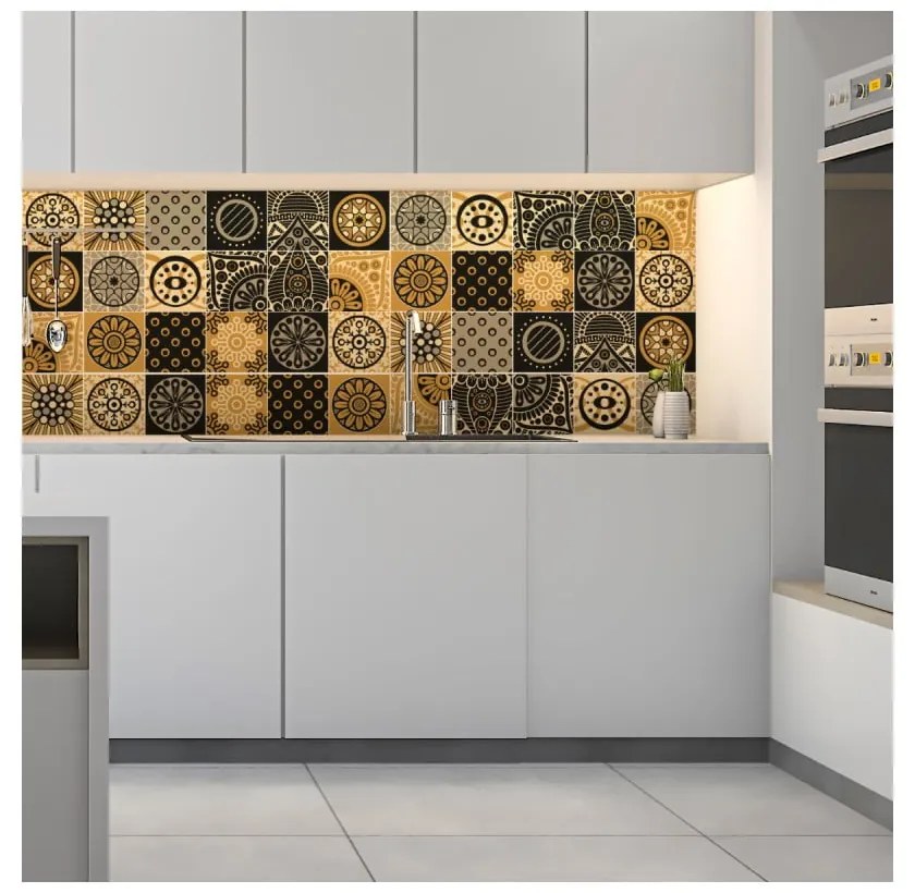 Zestaw 15 naklejek ściennych Ambiance Wall Decals Azulejos Tiles San Juan, 10x10 cm