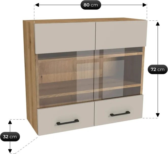 Zestaw Mebli Kuchennych MODERN 260 cm Dąb Evoke/Kaszmir Nowoczesny