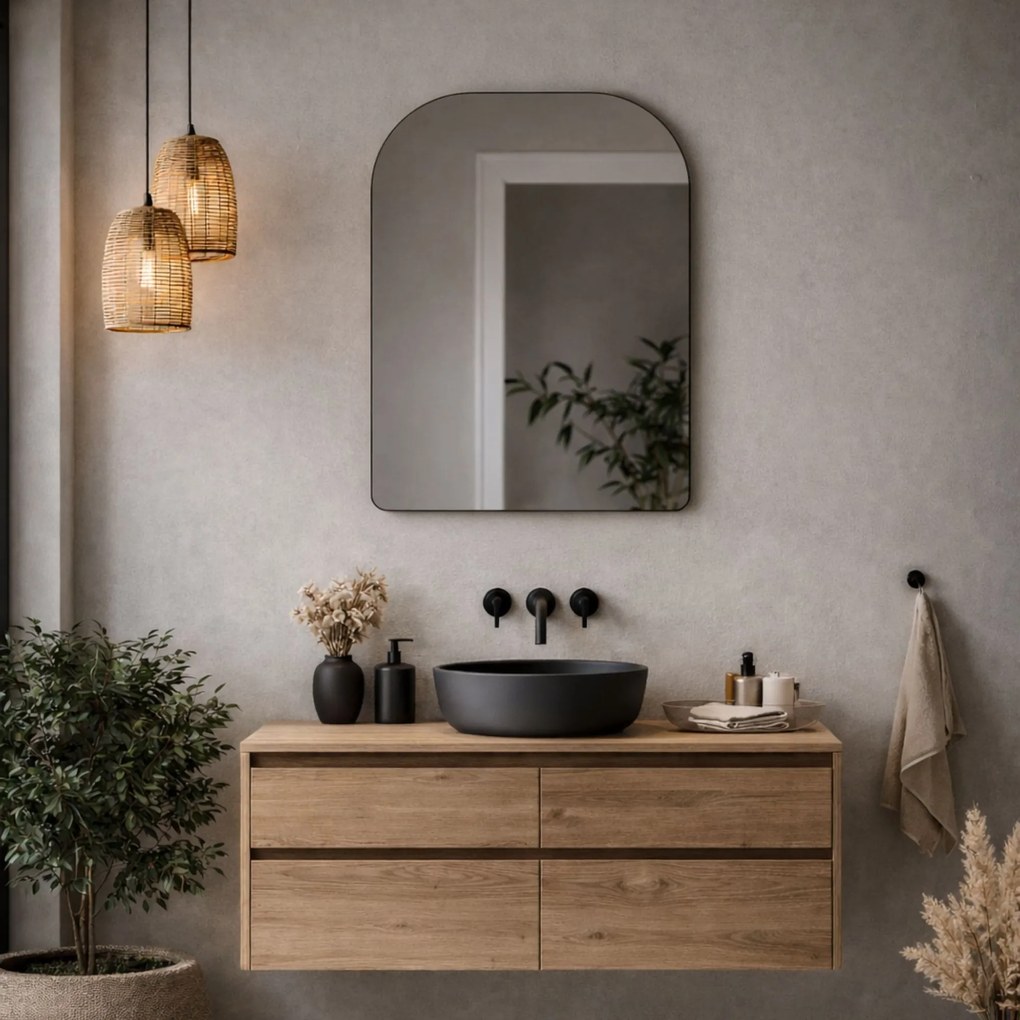 Lustro portalowe oszlifowane  bez podświetlenia ROUND Soft | Różne rozmiary | Różne kolory : Kolor tafli szkła - Srebrny, Rozmiar - 100 x 200 cm