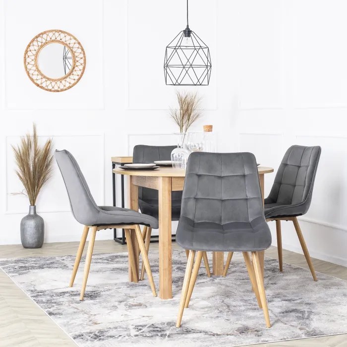 Krzesło Tapicerowane do Salonu RODRI Szare Welurowe Nowoczesne Loft