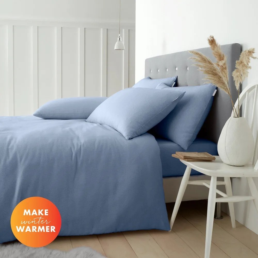 Jasnoniebieska flanelowa pościel dwuosobowa 230x220 cm Brushed – Catherine Lansfield