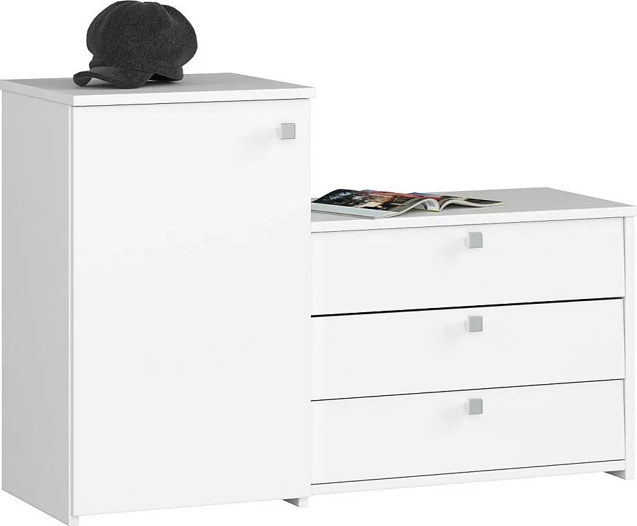 Szafka na buty AKORD S16 Biała 98,4 cm 4 drzwi kolor Biały mat 5 półek 98,4x33x68 cm