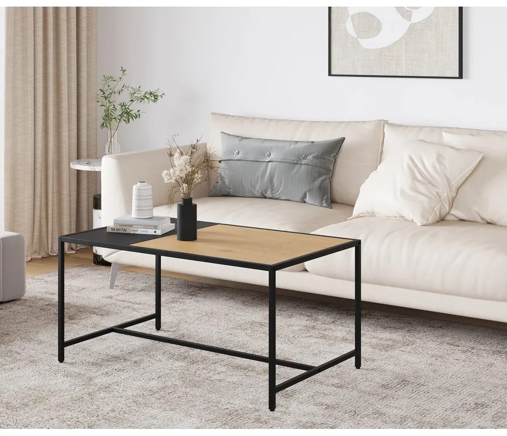 Czarno-naturalny stolik 60x100 cm Altino – Unique Furniture