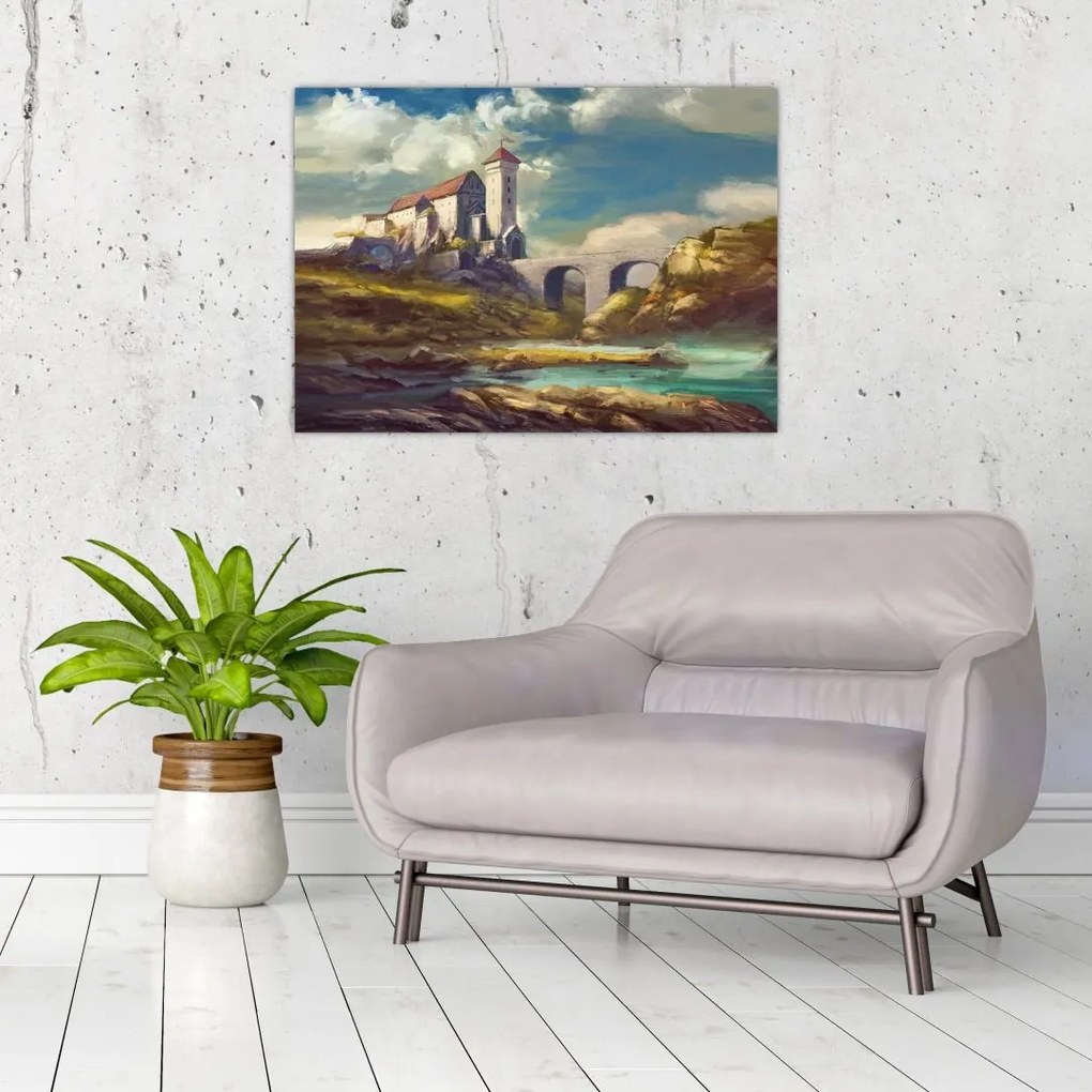 Obraz na szkle - Średniowieczny zamek (70x50 cm)