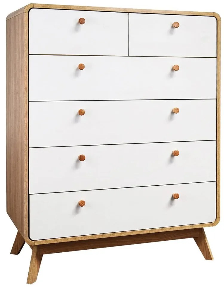 Biało-naturalna wysoka komoda w dekorze dębu 81x104 cm Caitlin – Støraa