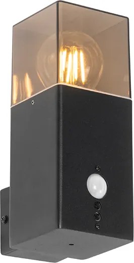 Lampa ścienna zewnętrzna czarna IP44 z czujnikiem ruchu - Denmark