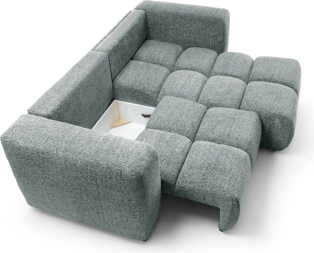 Masseno Narożnik ARTE z funkcją spania i pojemnikiem na pościel Narozniki L, Rozkładana sofa - Szary, BELLO 35