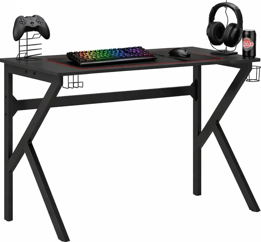 Czarne biurko gamingowe z uchwytami B4-R97