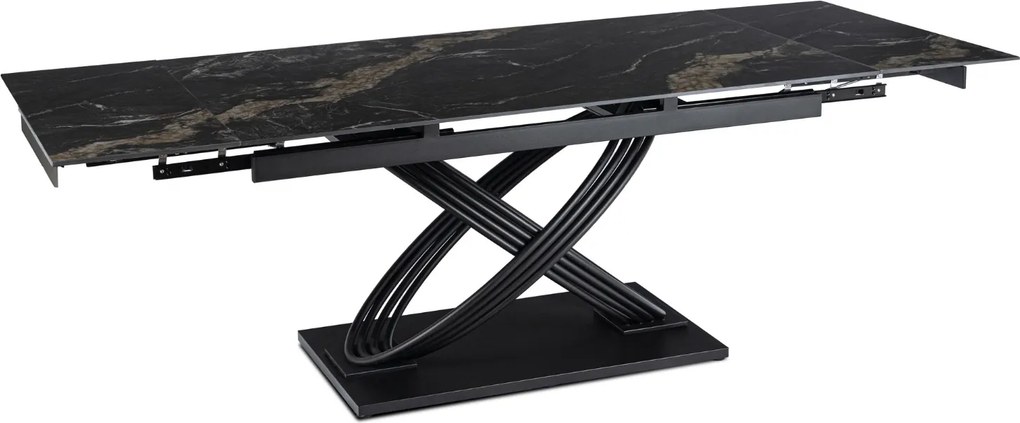 Rozkładany stół ceramiczny Ibiza 160-240 cm, czarny marmur